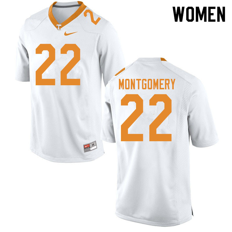 Women #22 Isaiah Montgomery Tennessee Volunteers College Football Jerseys Sale-White - Click Image to Close